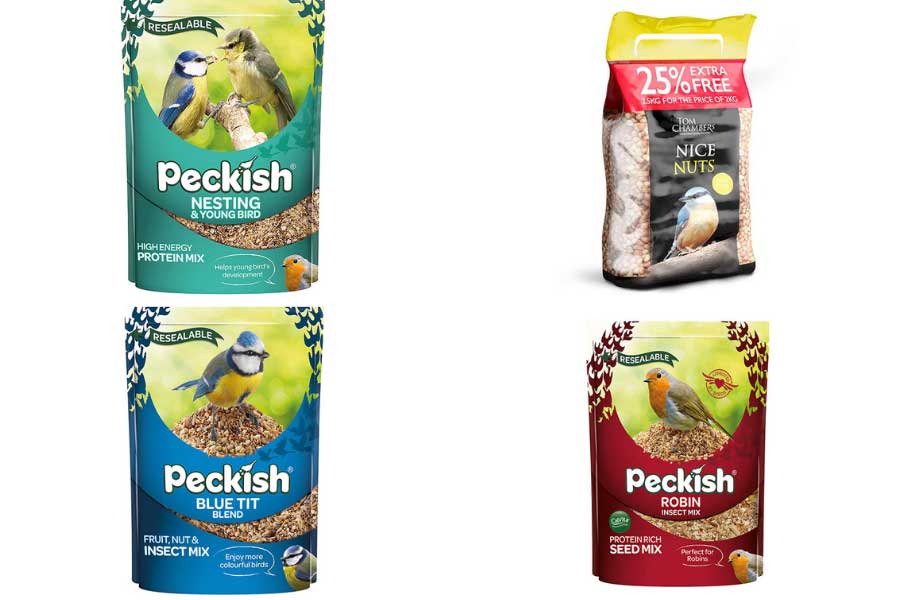 A variety of quality bird food and nuts for garden birds